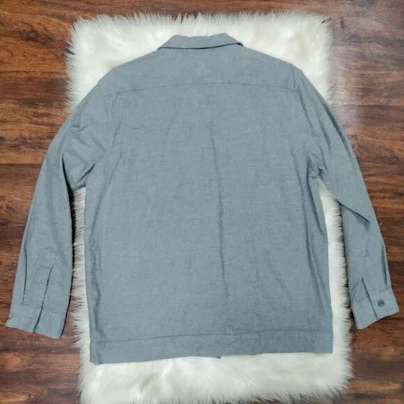 Express 100% Cotton Long Sleeve Full Zip Chore Coat Jacket Gray Men's Size Large - Picture 6 of 12